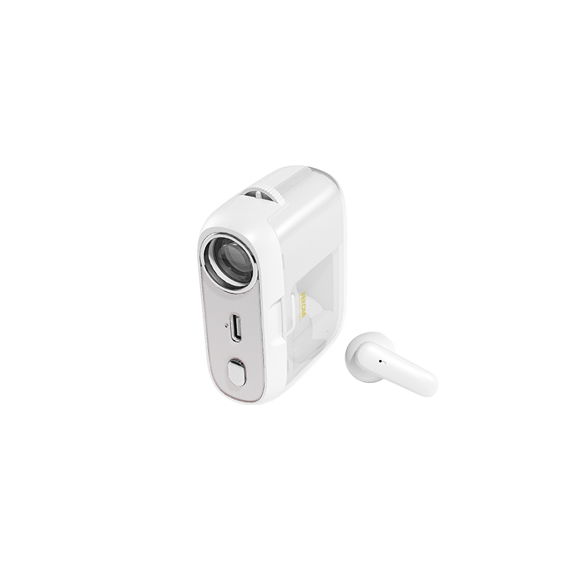 WEKOME S28 Pop Digital Series Bluetooth 5.3 TWS bezvadu austiņas ar uzlādes futrālī iebūvētu projektoru un 5 projektora slaidiem, baltas