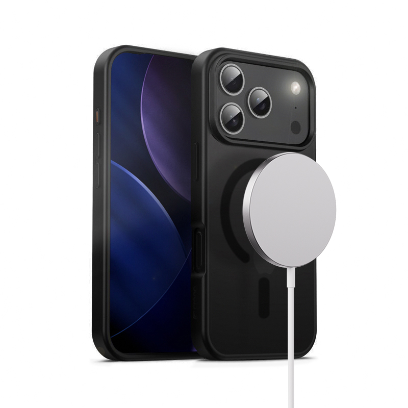 Crong Hybrid Frost MAG Cover MagSafe vāciņš ierīcei iPhone 17 Pro, melns