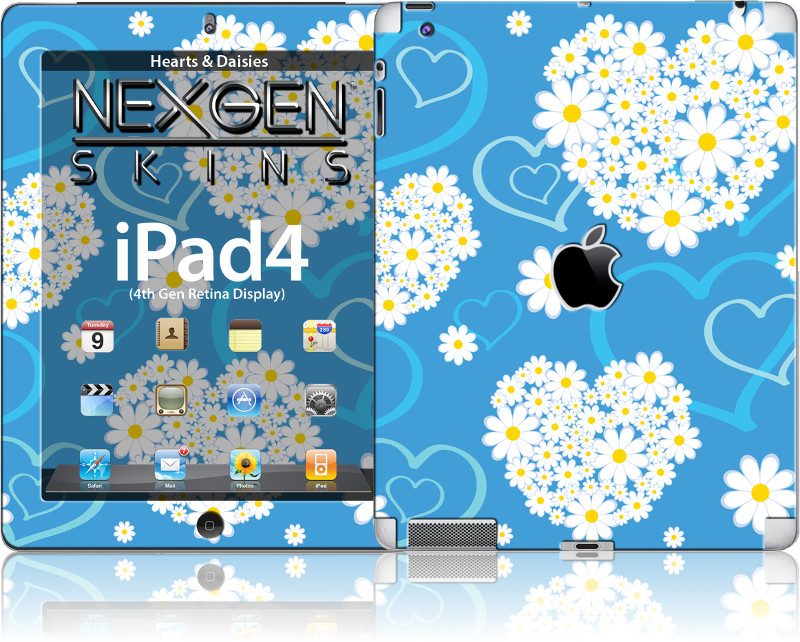 Nexgen Hearts and Daisies 3D dekoratīvo uzlīmju komplekts iPad 2/3/4