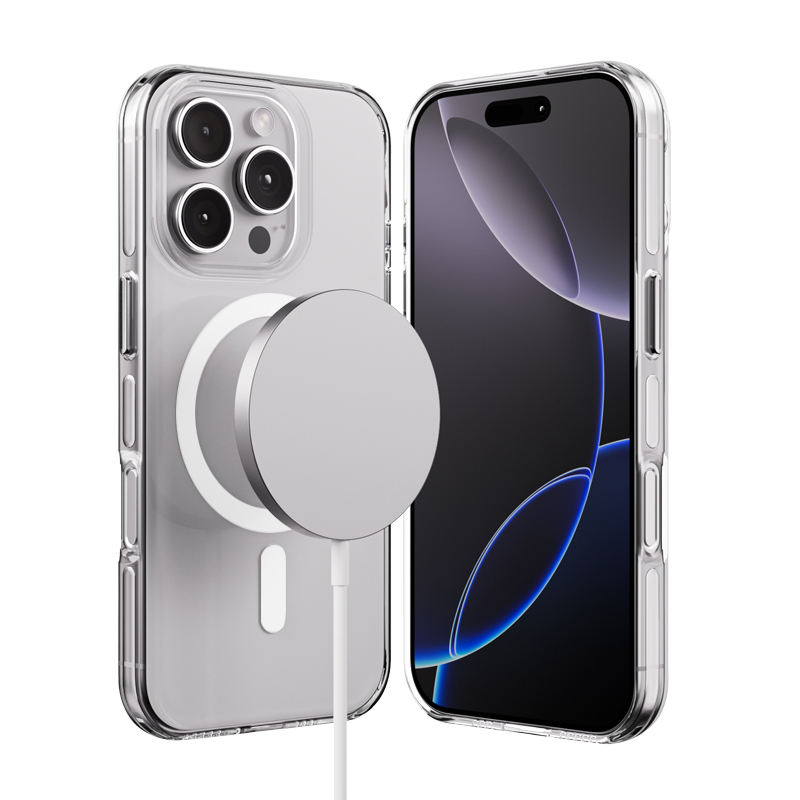 Crong Clear MAG Pro MagSafe vāciņš ierīcei iPhone 16 Pro, caurspīdīgs