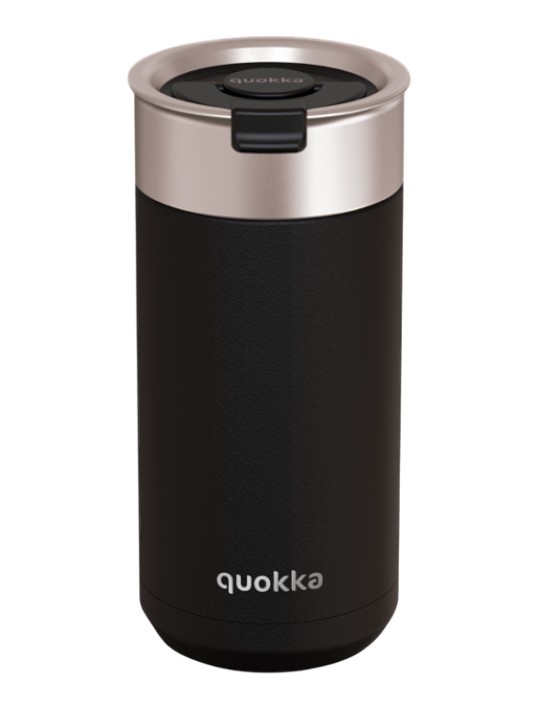 Quokka Boost Coffee Tumbler nerūsējošā tērauda termokrūze ar sietiņu, 400 ml, Oglekļa melna