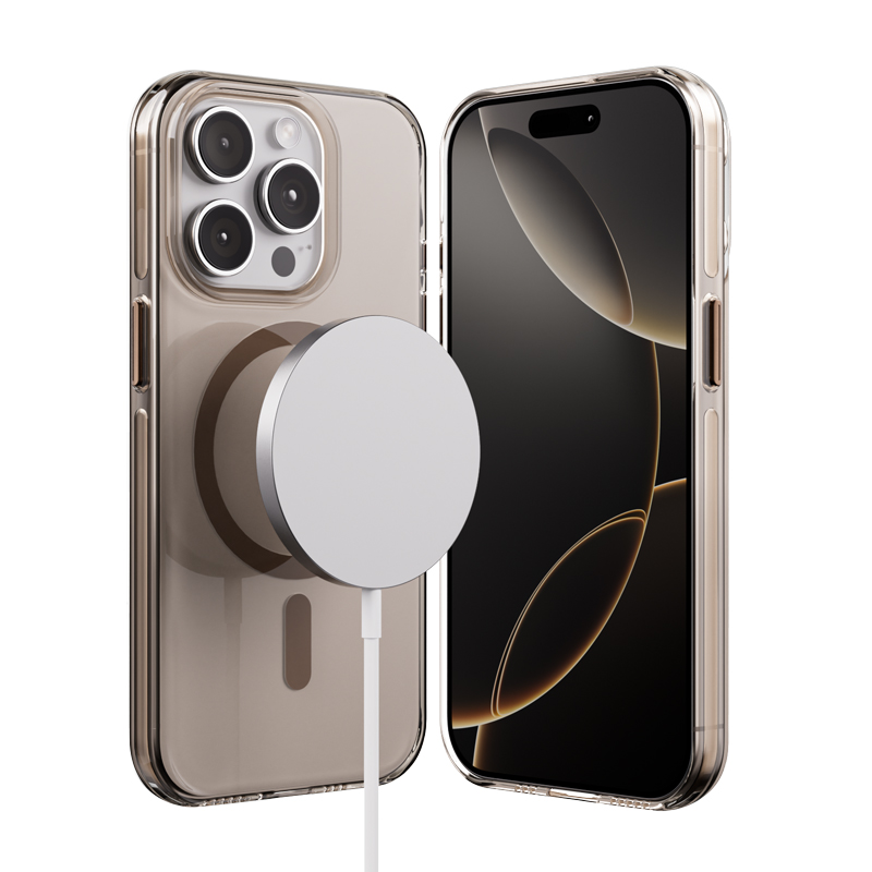 Crong Clear MAG Pro MagSafe vāciņš ierīcei iPhone 15 Pro, tuksneša smilškrāsā