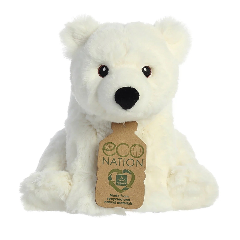 Eco Nation videi draudzīga sēdoša polārlāča plīša rotaļlieta, 19 cm