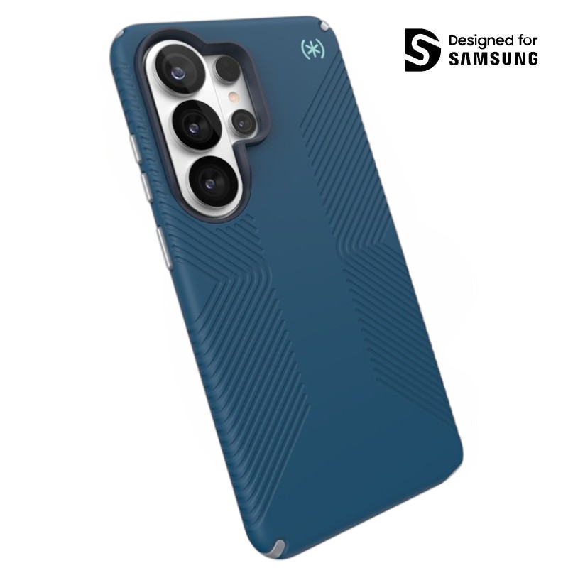 Speck Presidio2 Grip Magnet MagSafe vāciņš ierīcei Samsung Galaxy S26 Ultra, dziļjūras zils / metāliski sudraba / Spell Blue
