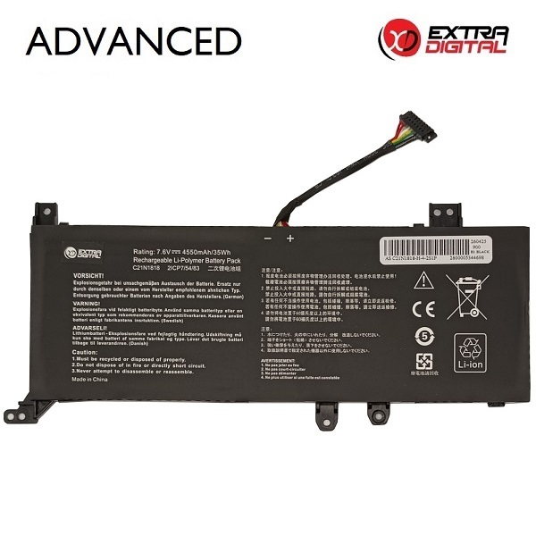 Klēpjdatora akumulators ASUS C21N1818, 4550 mAh, Extra Digital Advanced