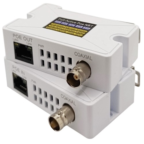 PoE 10/100 Mb/s tīkla pagarinātājs pa koaksiālo kabeli, līdz 500 m