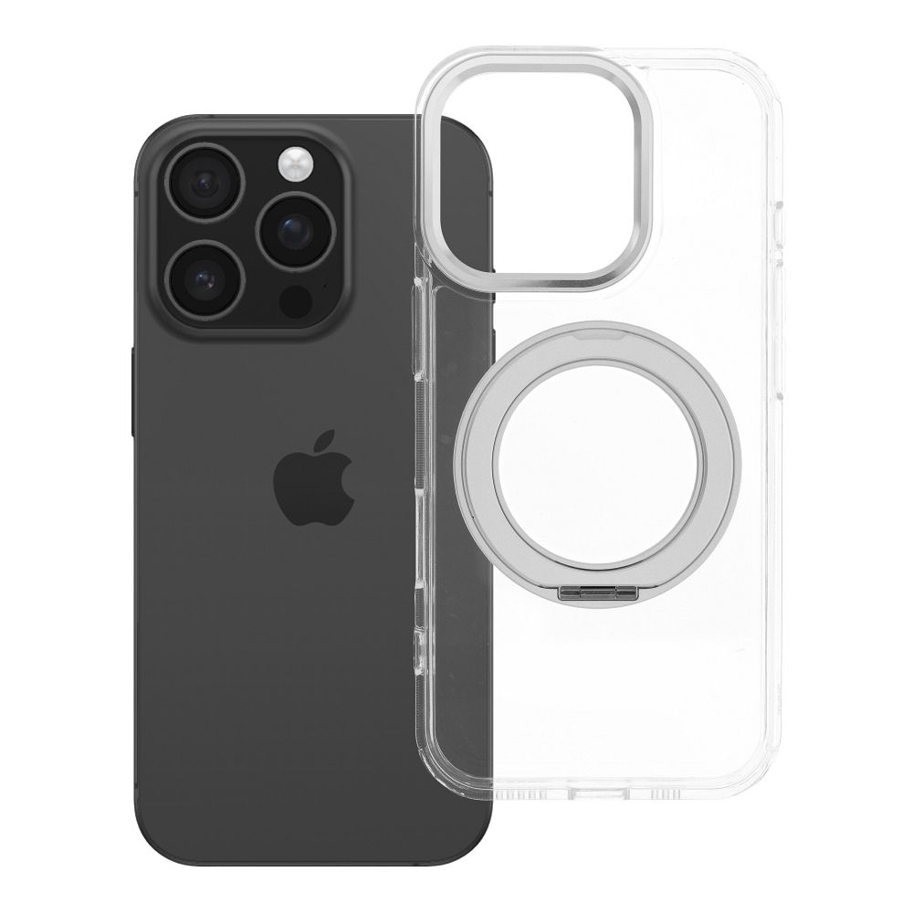 Case for iPhone 16 PRO Frame Circle Stand compatible with MagSafe transparent