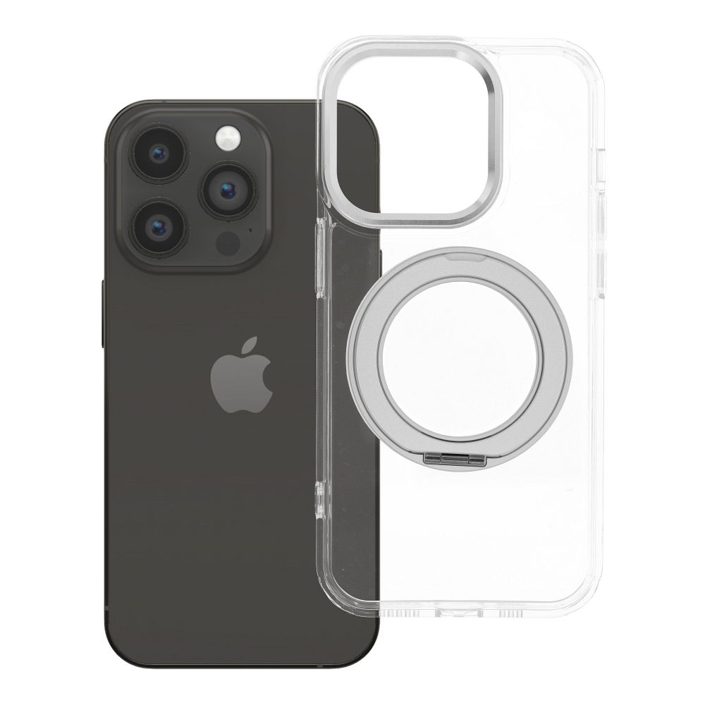 Case for iPhone 14 PRO Frame Circle Stand compatible with MagSafe transparent