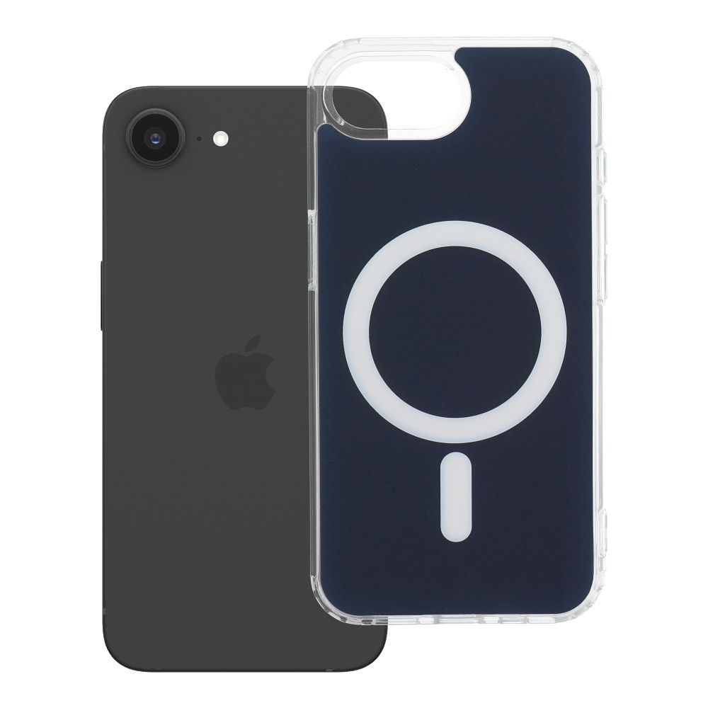 Clear Fusion Mag Cover maciņš modelim iPhone 16e (SE 4, 2025) / 17e, saderīgs ar MagSafe – tumši zils