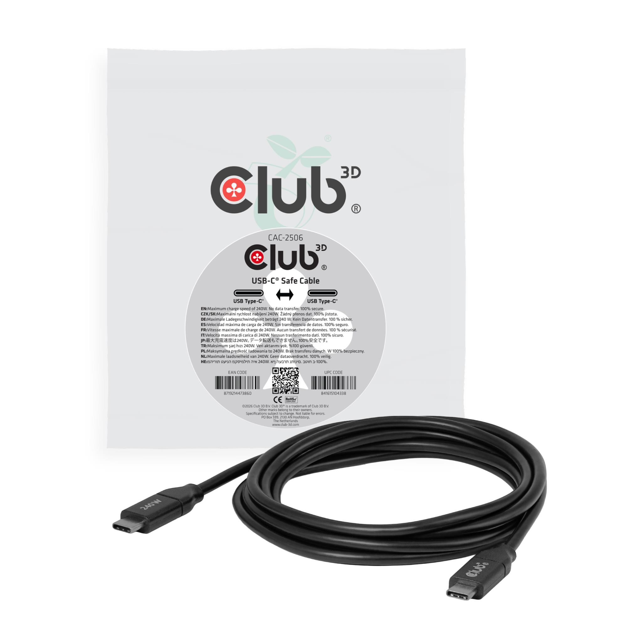 Club3D USB-C savienojuma kabelis (CAC-2506) – 2 m