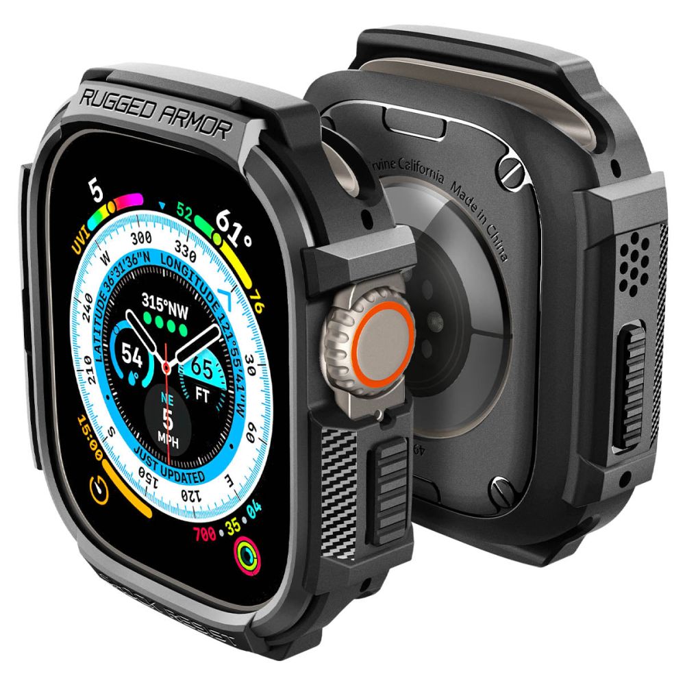 Spigen Rugged Armor maciņš Apple Watch Ultra 49 mm, matēti melns
