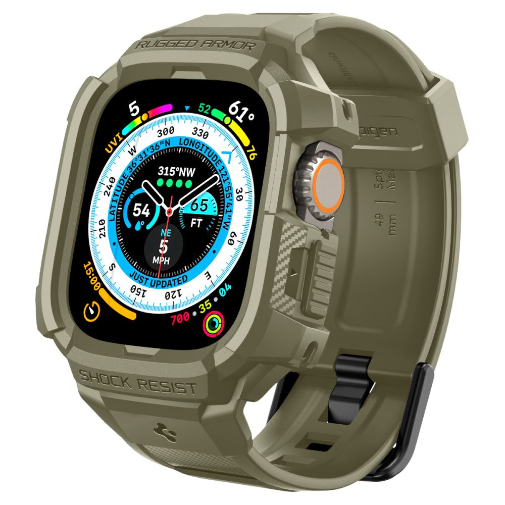 Spigen Rugged Armor Pro - Siksniņa ar korpusu Apple Watch Ultra 49 mm (Vintage Khaki)