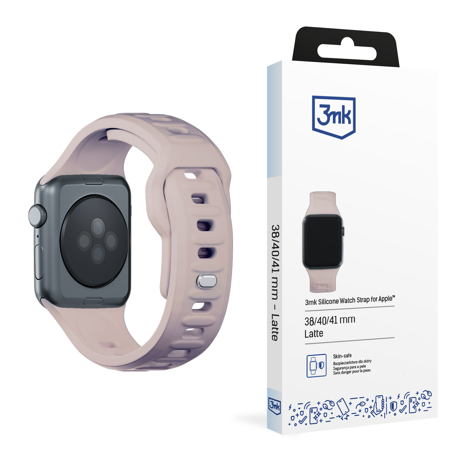 3mk silikona siksniņa Apple Watch, 38/40/41/42 mm, Latte, mazais izmērs
