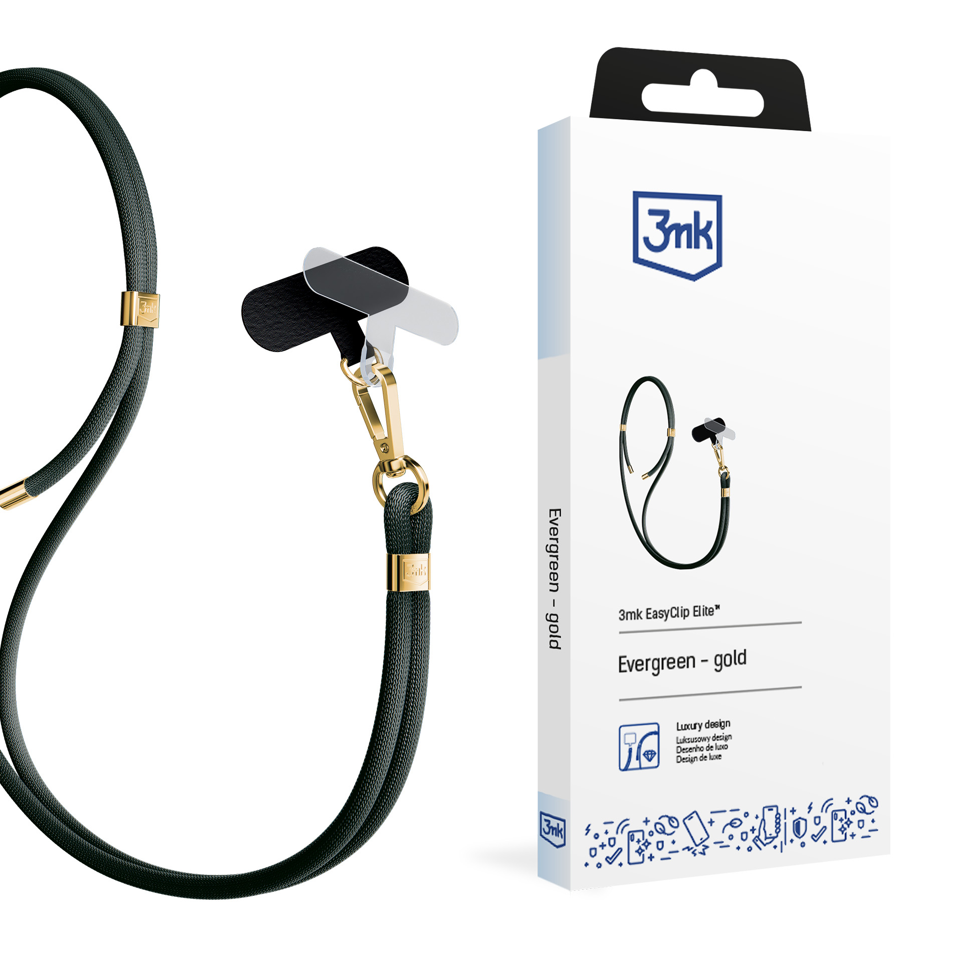 3mk EasyClip Elite tālruņa aukliņa, Evergreen (zelta krāsas furnitūra)