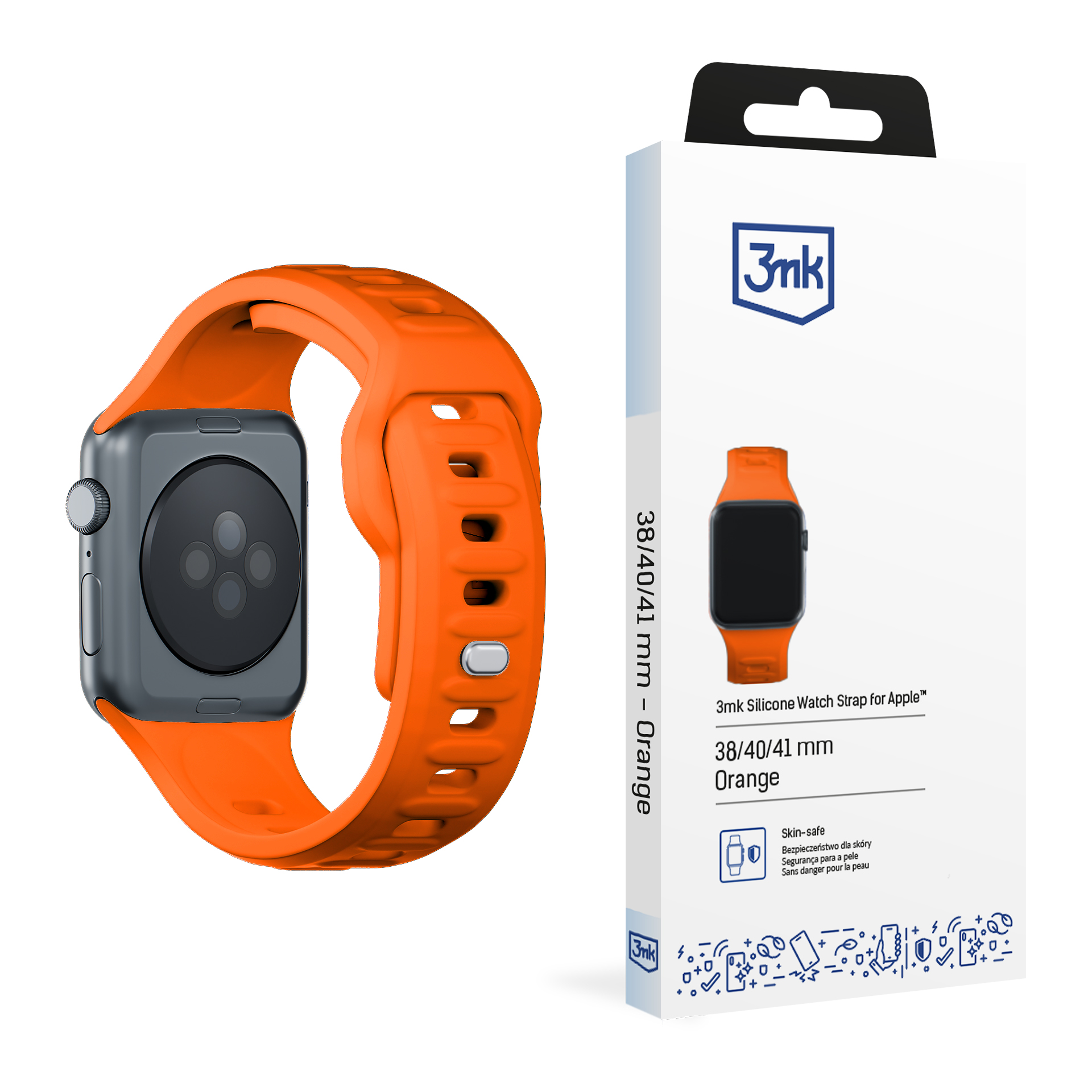 3mk silikona siksniņa Apple Watch, 38/40/41/42 mm, oranžs, mazais izmērs