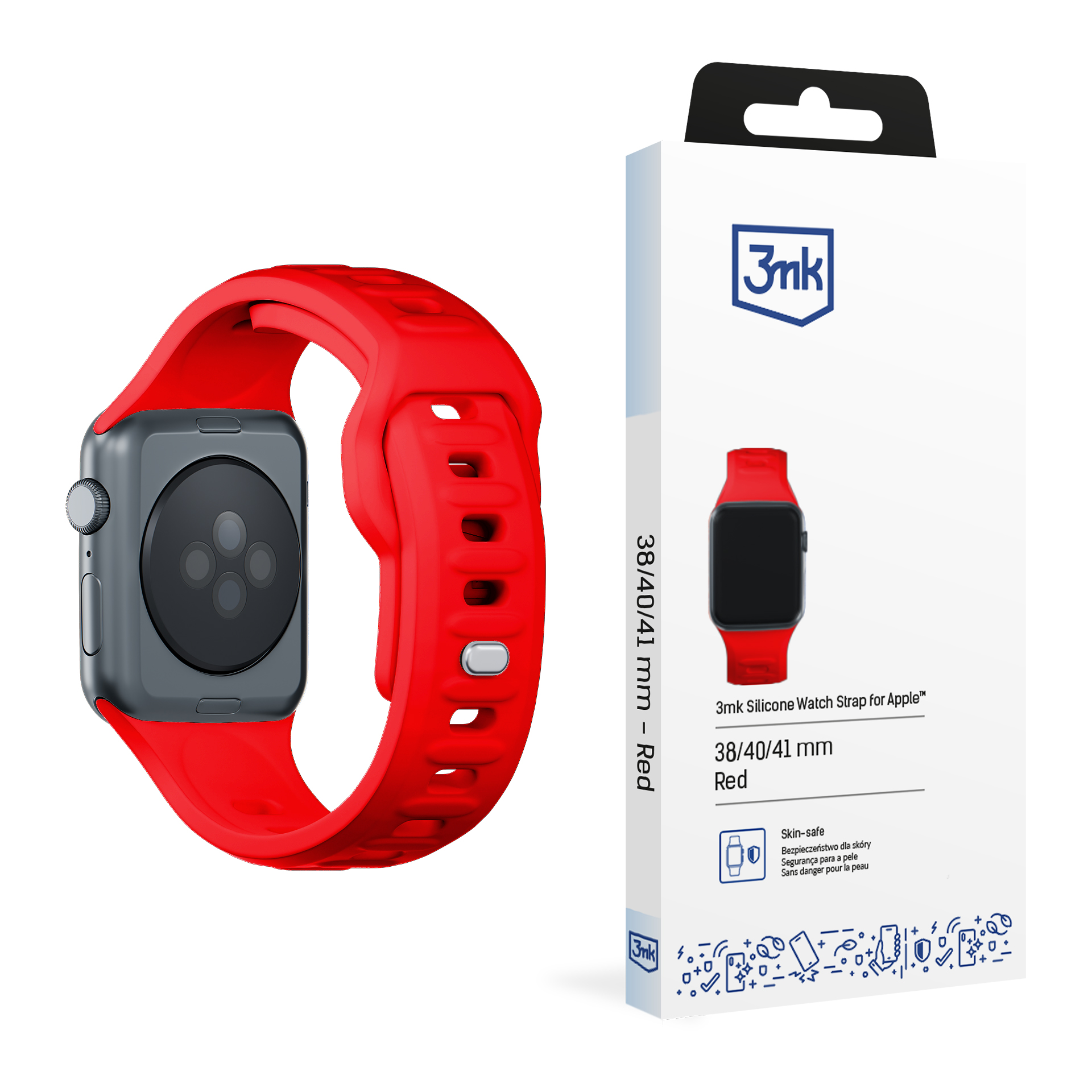 3mk silikona siksniņa Apple Watch, 38/40/41/42 mm, sarkans, mazais izmērs
