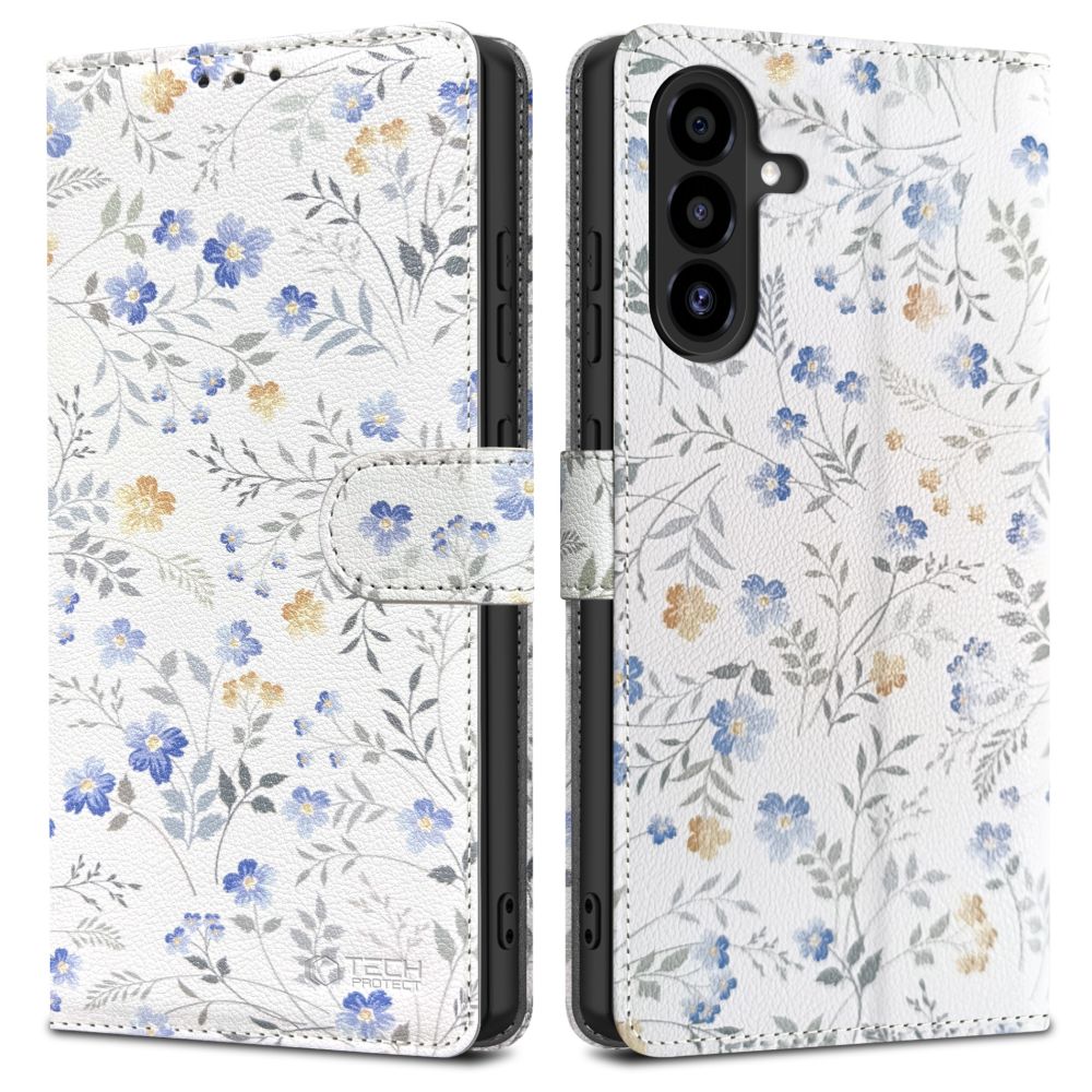 Tech-Protect maciņa tipa viedtālruņa apvalks Samsung Galaxy A26 5G / A17 4G / 5G - ar margrietiņām un lapām