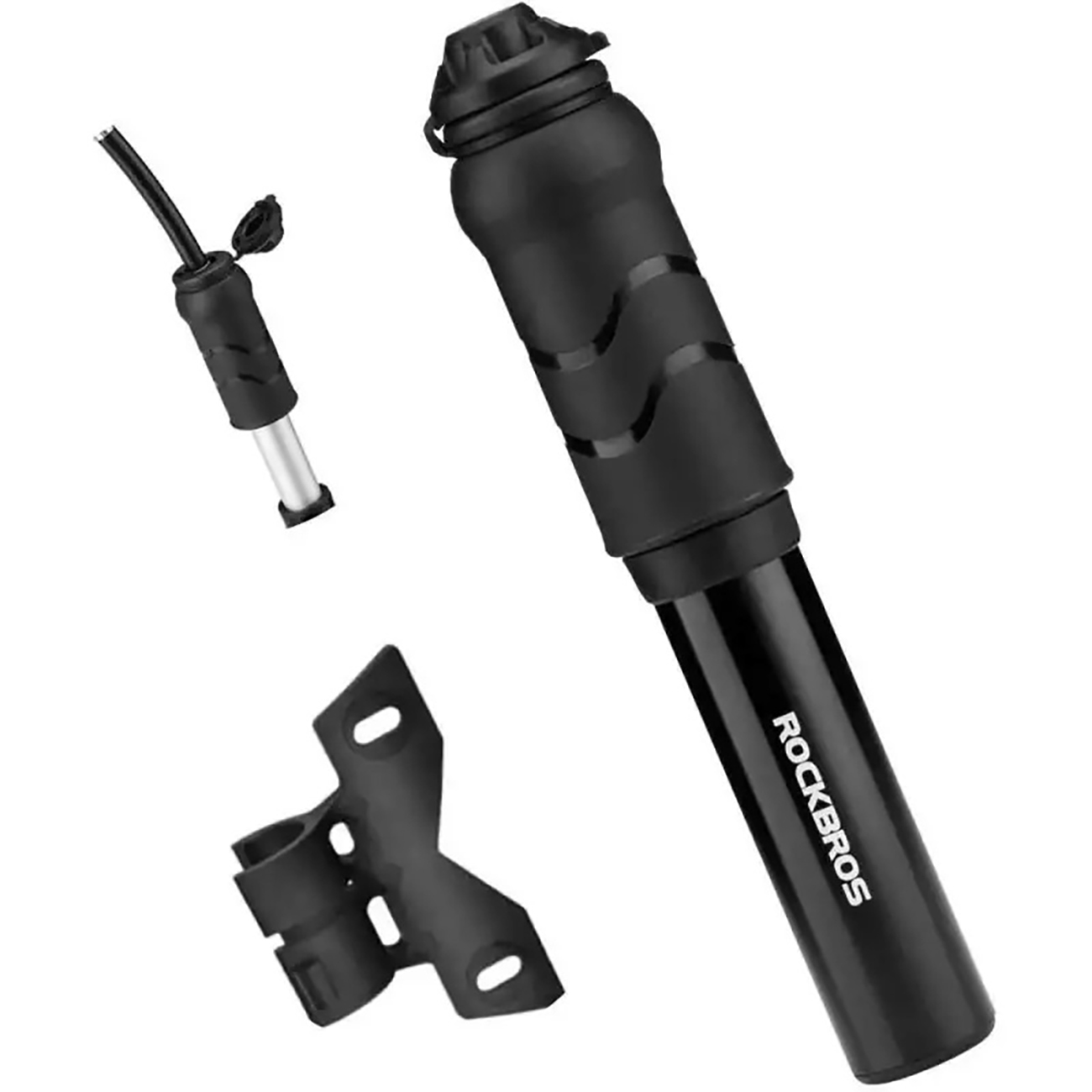 Rockbros 810PCS-HP mini rokas velosipēda pumpis ar Presta un Schrader šļūteni, melns