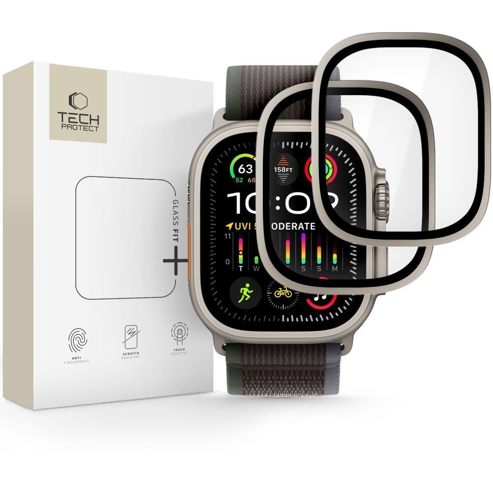 Tech-Protect rūdīts stikls 2 gab. Apple Watch Ultra 49mm sudraba un melns