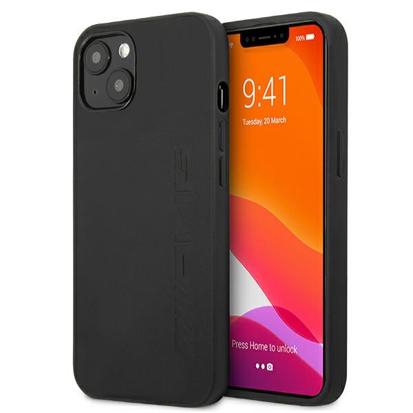 Mercedes AMG ādas maciņš ar karsto spiedumu iPhone 13 / 14 / 15, melns
