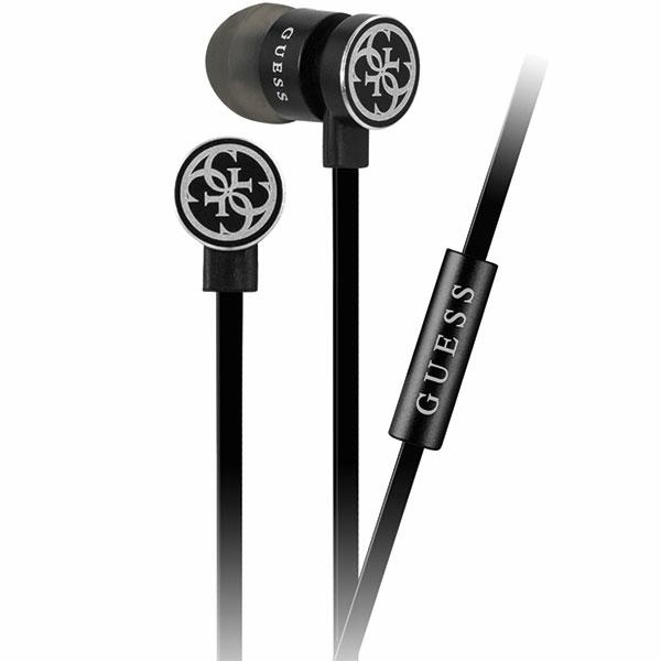 Guess GUEPWIBK vadu 3,5 mm austiņas, melnas un sudrabainas