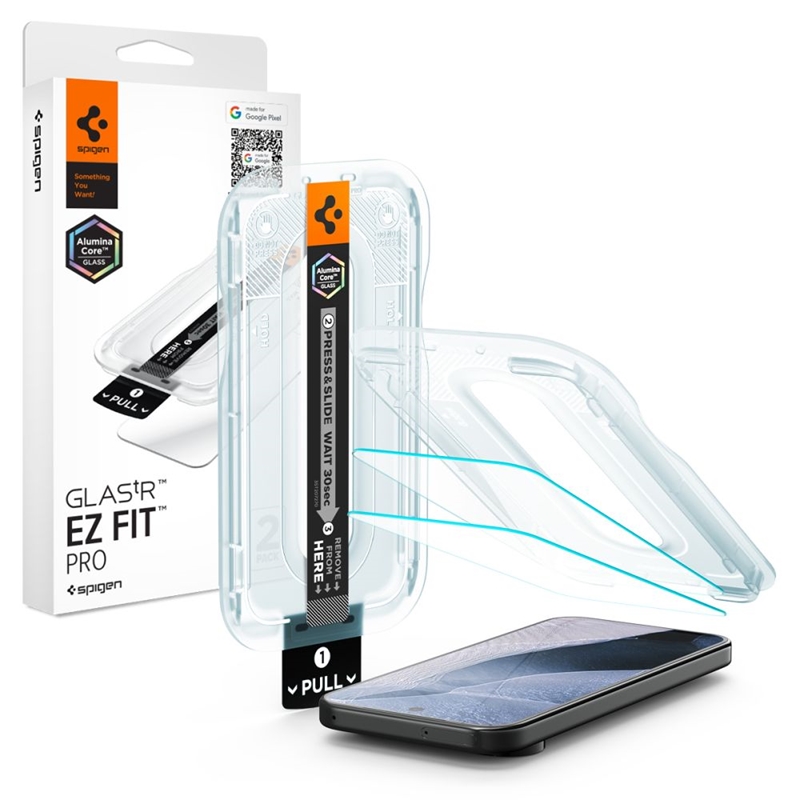 Spigen Glas.tR EZ Fit Pro AC 2-Pack rūdīto aizsargstiklu komplekts Google Pixel 11 Pro XL tālrunim (2 gab.)