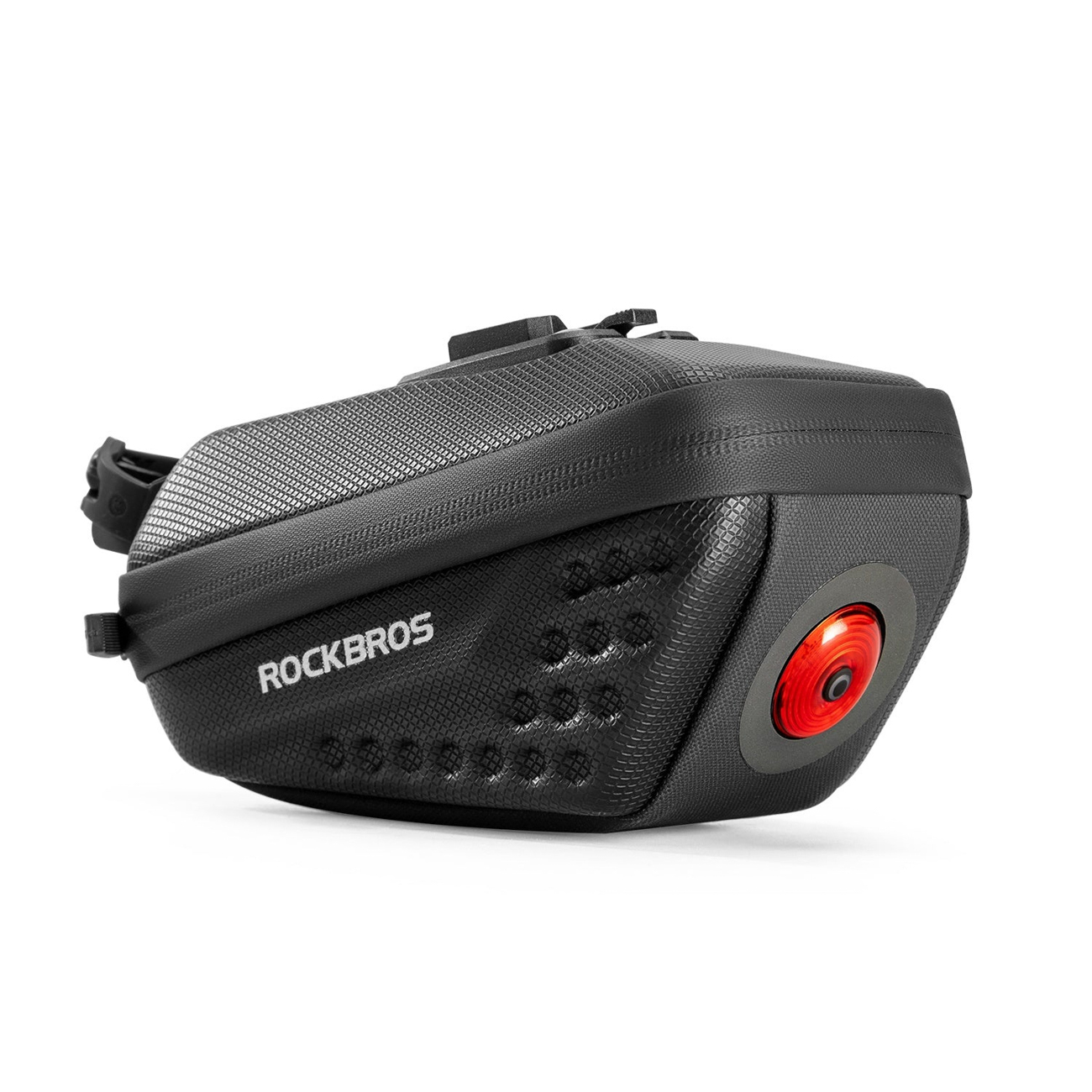 Rockbros C59 cietā korpusa sēdekļa soma ar 250mAh lukturi – krāsa: melna