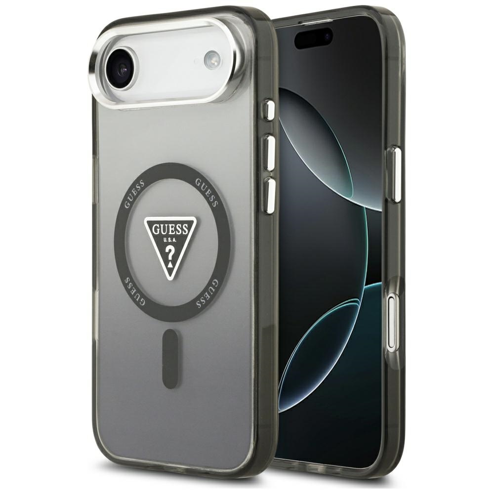 GUESS viedtālruņa apvalks IPHONE 17 Air, saderīgs ar MagSafe GUHMP17MHGTMLCGK (IML krāsu pāreja ar trīsstūra logotipu) melns