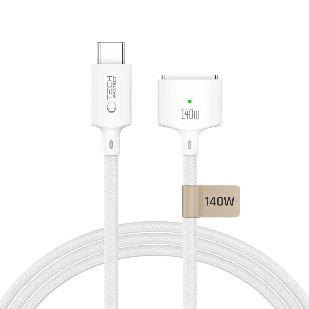 Tech-Protect MMC01 Ultraboost USB-C / USB-C MagSafe 3 140W 200cm kabelis MacBook - balts
