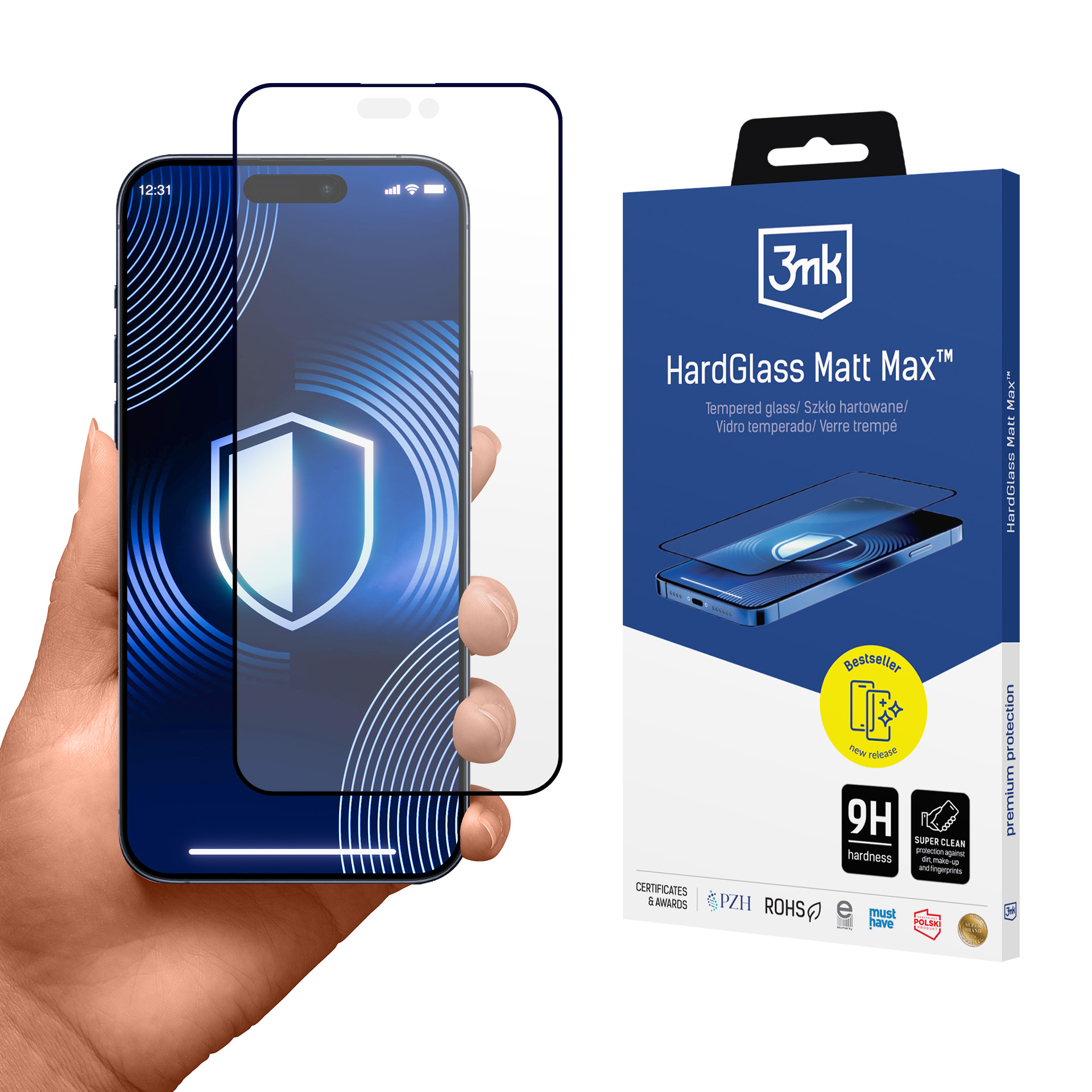 3mk HardGlass Matt Max – tālruņa ekrāna aizsargs modelim Apple iPhone 18 Pro Max