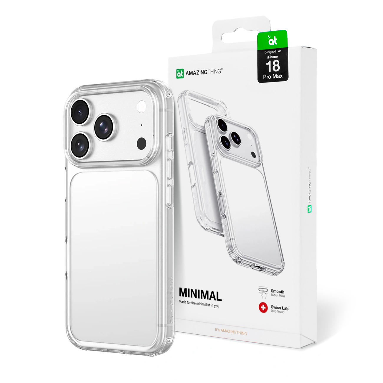 AmazingThing Minimal triecienizturīgs maciņš 3 objektīviem modelim iPhone 18 Pro Max – krāsa: caurspīdīga