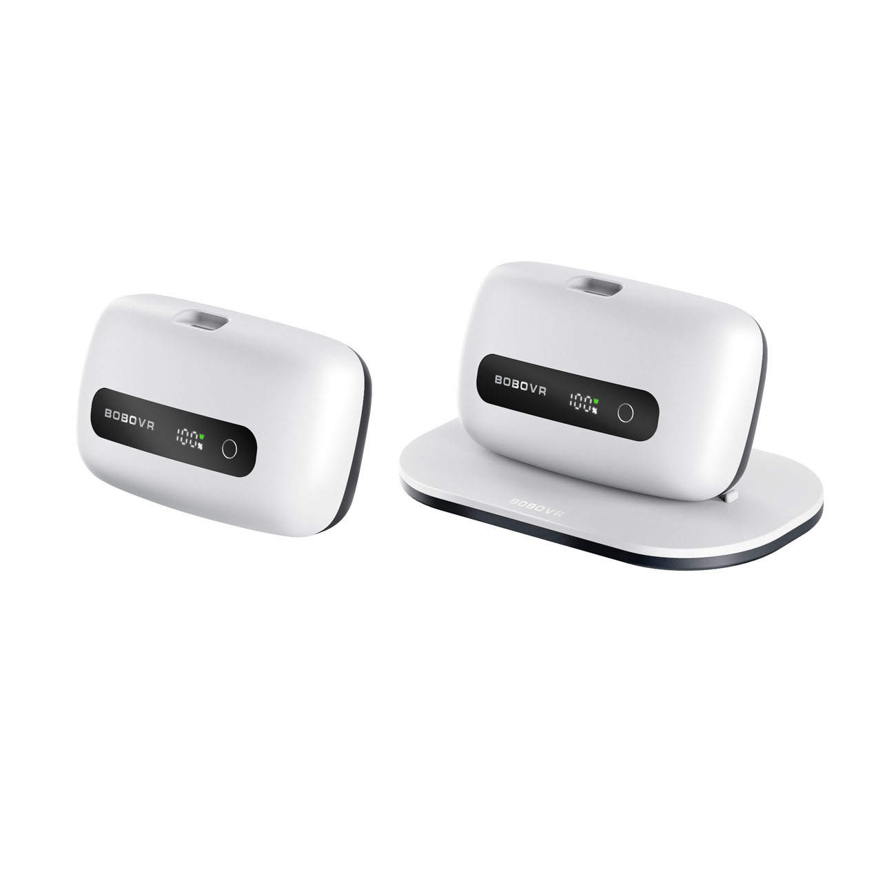 BoboVR BM60-2 6500 mAh akumulatoru komplekts, 2 gab., BoboVR M3 Pro+ un BoboVR M3, ar uzlādes staciju, balts