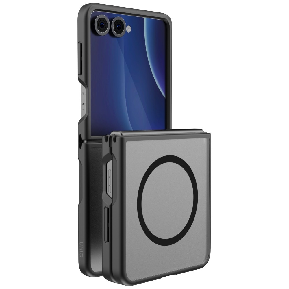 Uniq Veren AF MagClick uzlādi atbalstošs maciņš modelim Samsung Galaxy Z Flip 8 – krāsa: melna