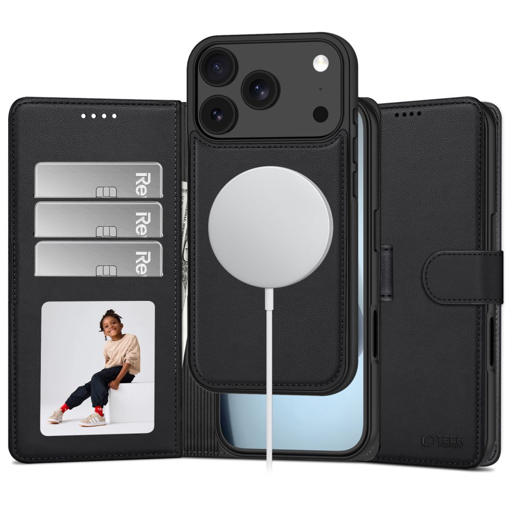 Tech-Protect Wallet MagSafe maciņš, paredzēts iPhone 17 Pro / 18 Pro, matēti melns