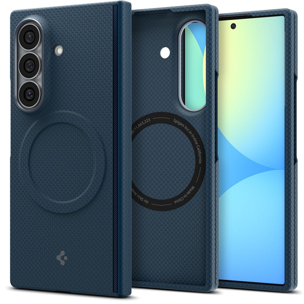 Spigen AirSkin Aramid MagFit MagSafe maciņš modelim Samsung Galaxy Z Fold 8 Ultra – tumši zils
