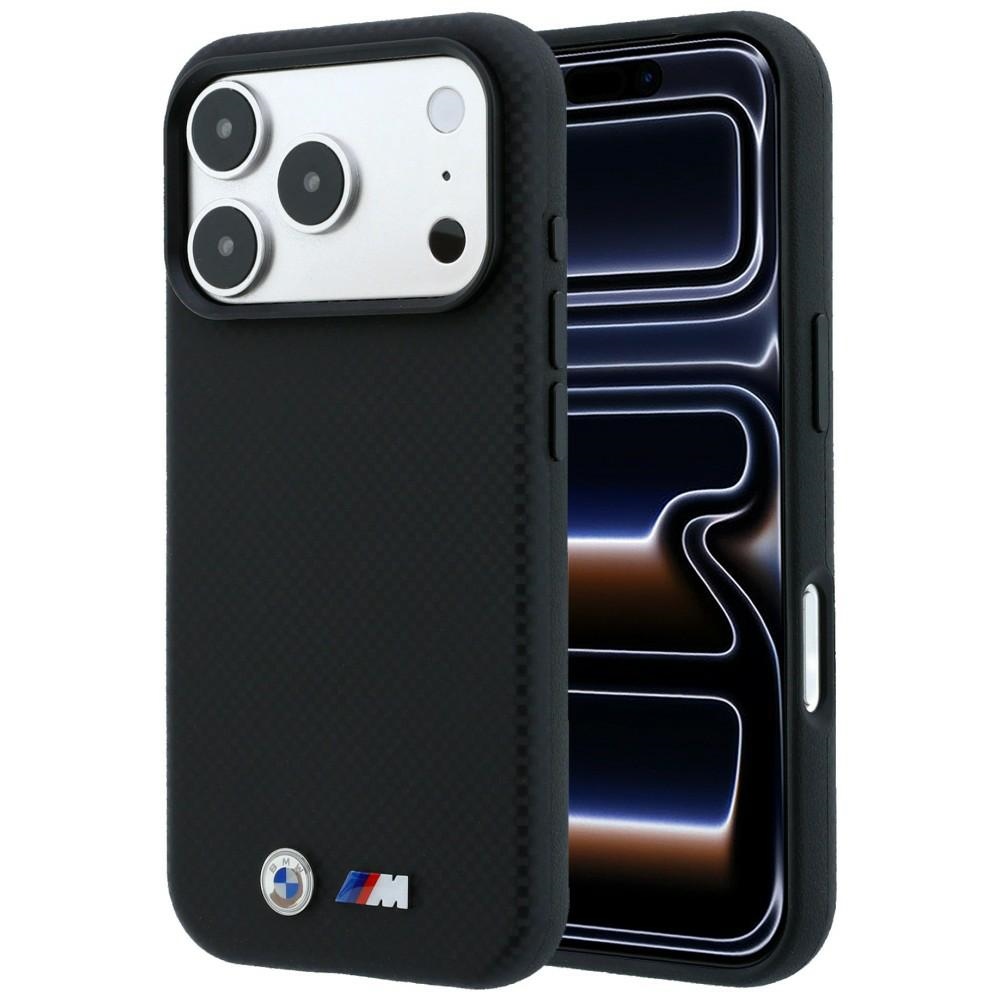 BMW M Quadrille Kevlar maciņš ar metāla logotipu un MagSafe iPhone 17 Pro Max / 18 Pro Max, melns