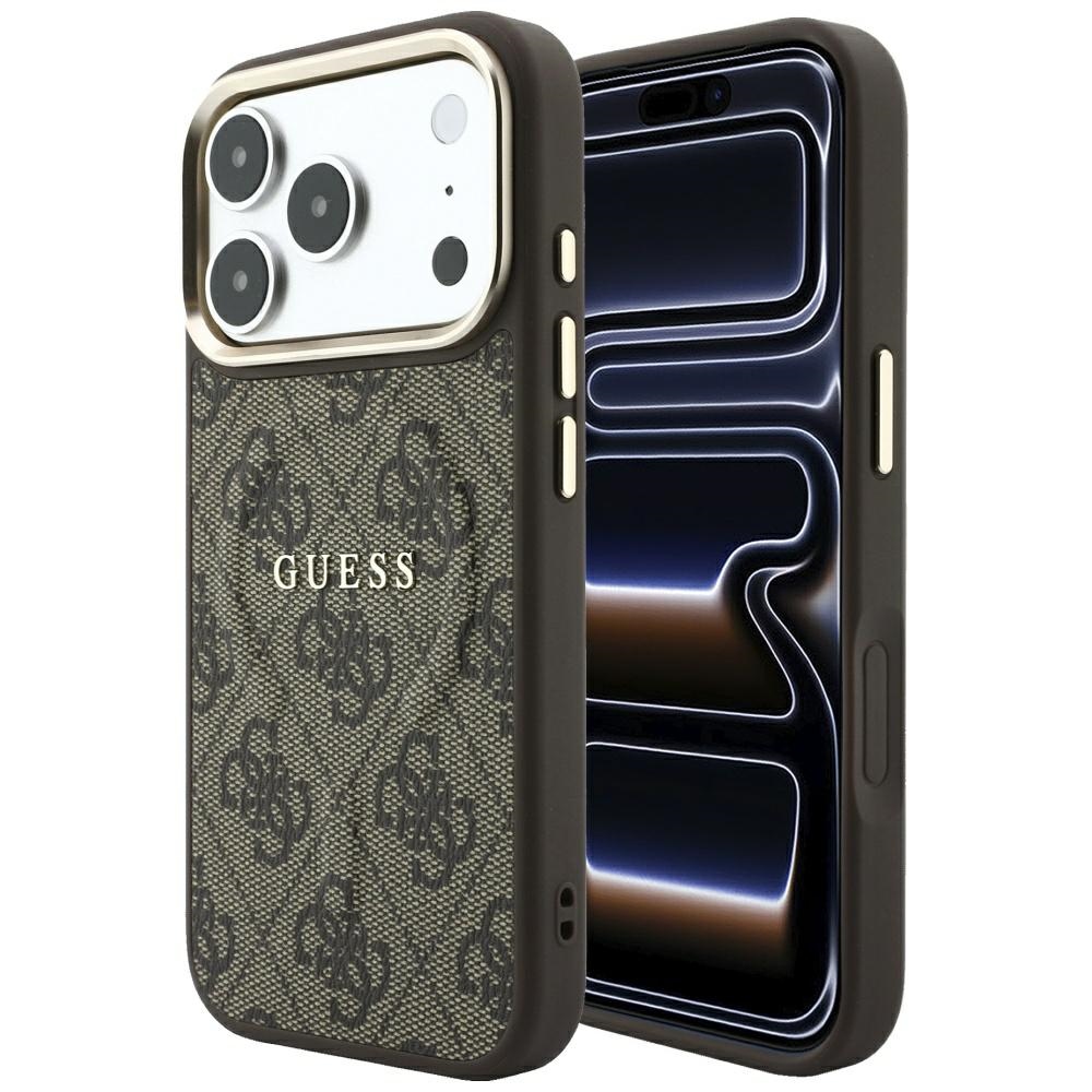 Guess Embossed 4G Classic MagSafe maciņš iPhone 17 Pro Max / 18 Pro Max, brūns