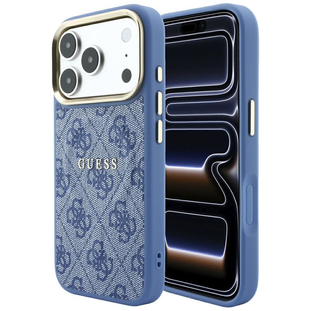 Guess Embossed 4G Classic MagSafe maciņš iPhone 17 Pro Max / 18 Pro Max, zils