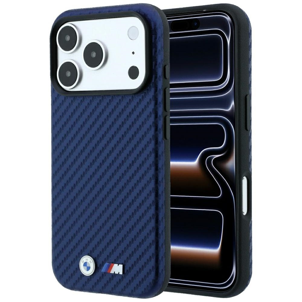 BMW M Carbon Metal Logo MagSafe maciņš modelim iPhone 17 Pro / 18 Pro – tumši zils