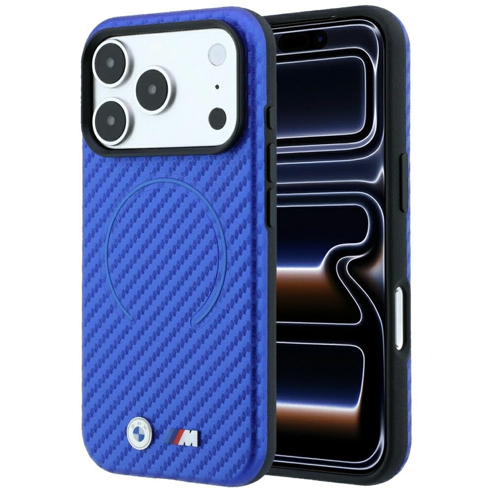 BMW M Carbon Printed Ring MagSafe maciņš modelim iPhone 17 Pro / 18 Pro – zils