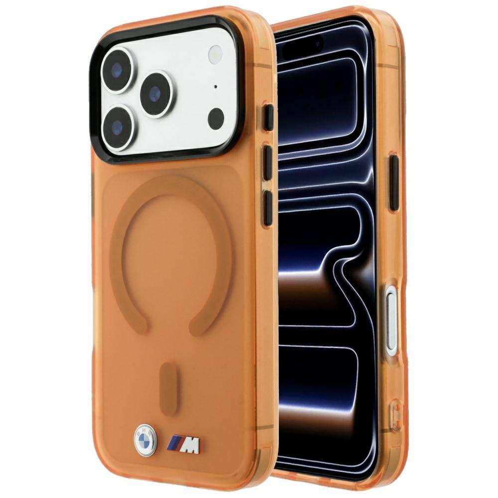 BMW M IML Frosted Metal Logo & Trims MagSafe maciņš modelim iPhone 17 Pro / 18 Pro – oranžs