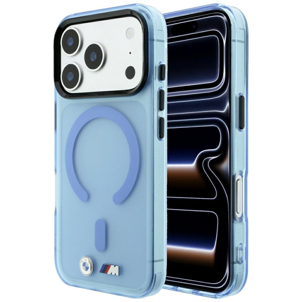 BMW M IML Frosted Metal Logo & Trims MagSafe maciņš modelim iPhone 17 Pro Max / 18 Pro Max – zils