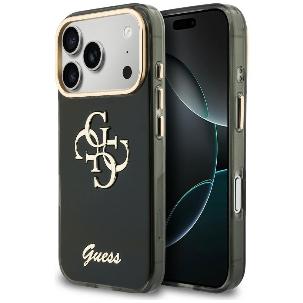 Guess IML 4G Script Metal maciņš modelim iPhone 17 Pro Max / 18 Pro Max – krāsa: melna