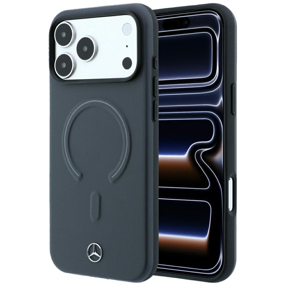 Mercedes 3D MagSafe ādas maciņš, paredzēts iPhone 18 Pro Max / 17 Pro Max, antracīta krāsā