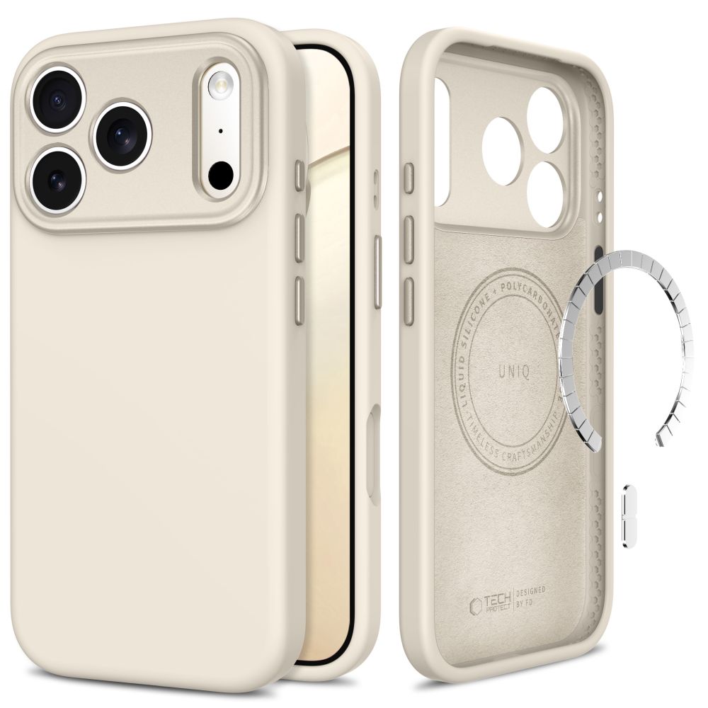 Tech-Protect Uniq MagSafe CC maciņš, paredzēts iPhone 18 Pro / 17 Pro, bēšs