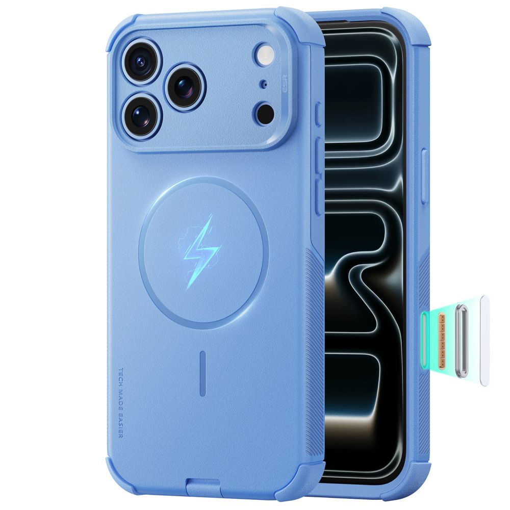 ESR Cyber Tough MagSafe maciņš, paredzēts iPhone 18 Pro Max / 17 Pro Max, gaiši zils