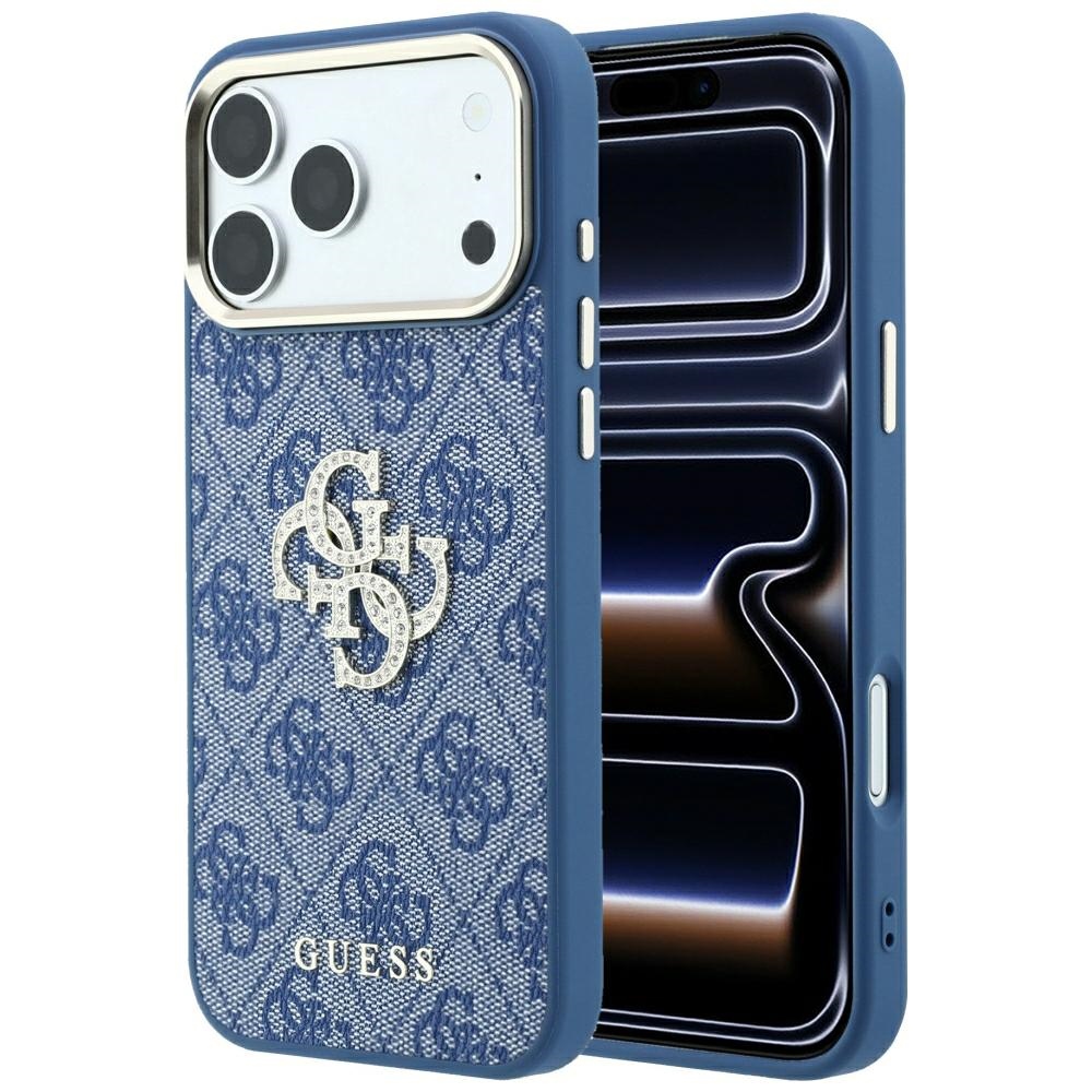 Guess 4G & Big Strass Logo maciņš iPhone 18 Pro / 17 Pro, zils