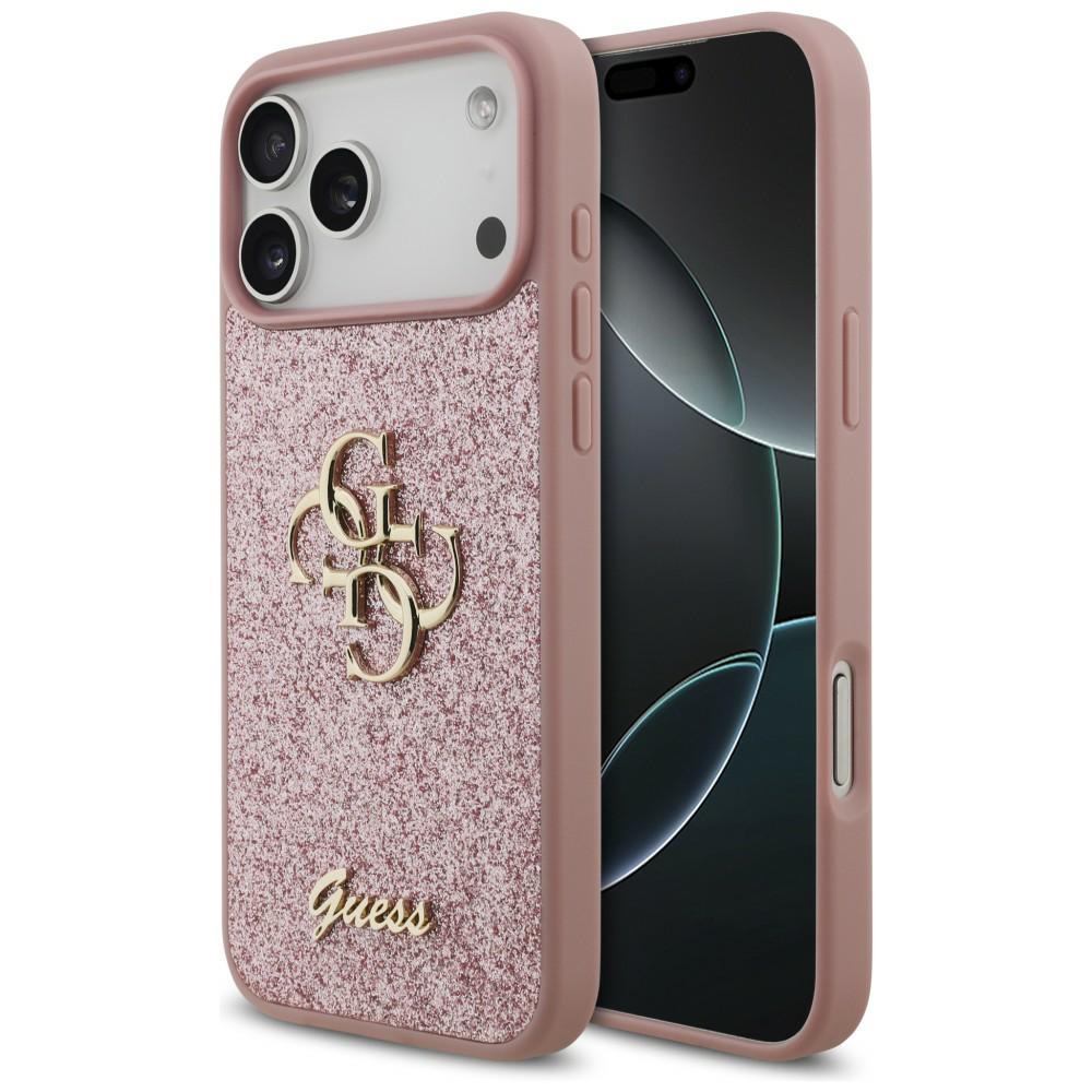 Guess Fixed Glitter Big 4G maciņš iPhone 18 Pro Max / 17 Pro Max, rozā