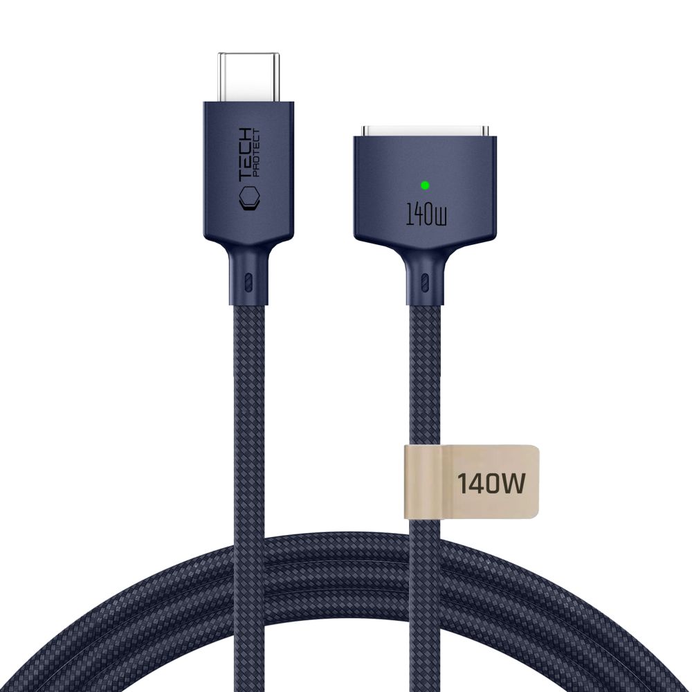 Tech-Protect MMC01 Ultraboost USB-C / MagSafe 3 140W 300cm kabelis, paredzēts MacBook, tumši zils