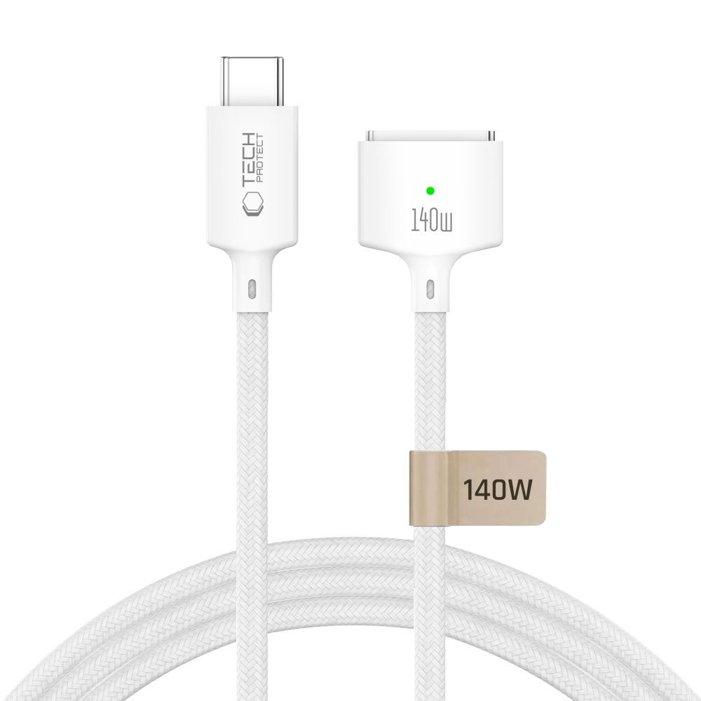 Tech-Protect MMC01 Ultraboost USB-C / MagSafe 3 140W 300cm kabelis, paredzēts MacBook, balts